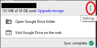 Google Drive Menu