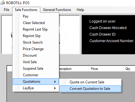 Convert Quote to Sale